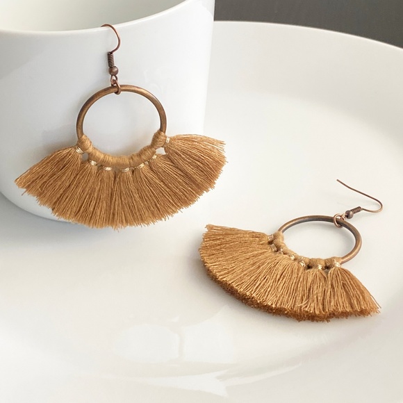 NEW "Bridget" Tassel Earrings (Brown) - Picture 2 of 5